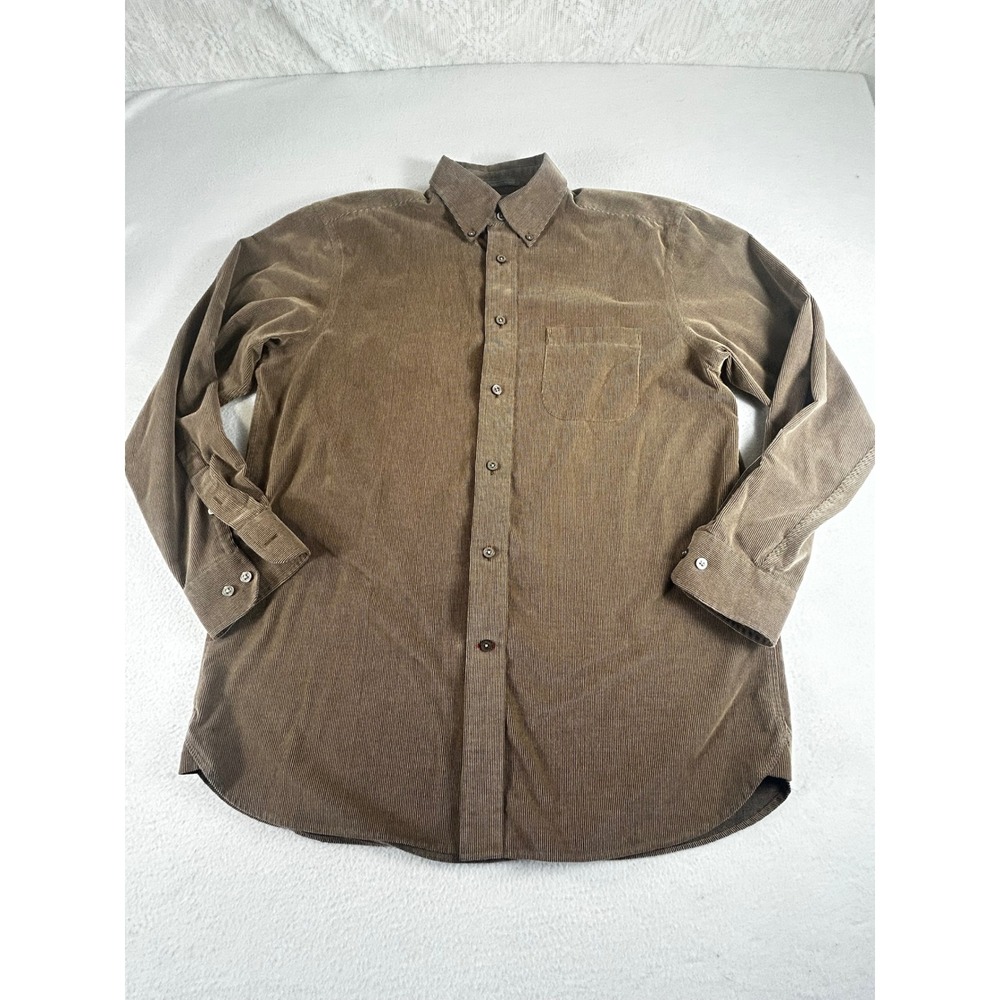 Daniel Cremieux Signature Brown Corduroy Button Down Shirt Mens Medium 02154